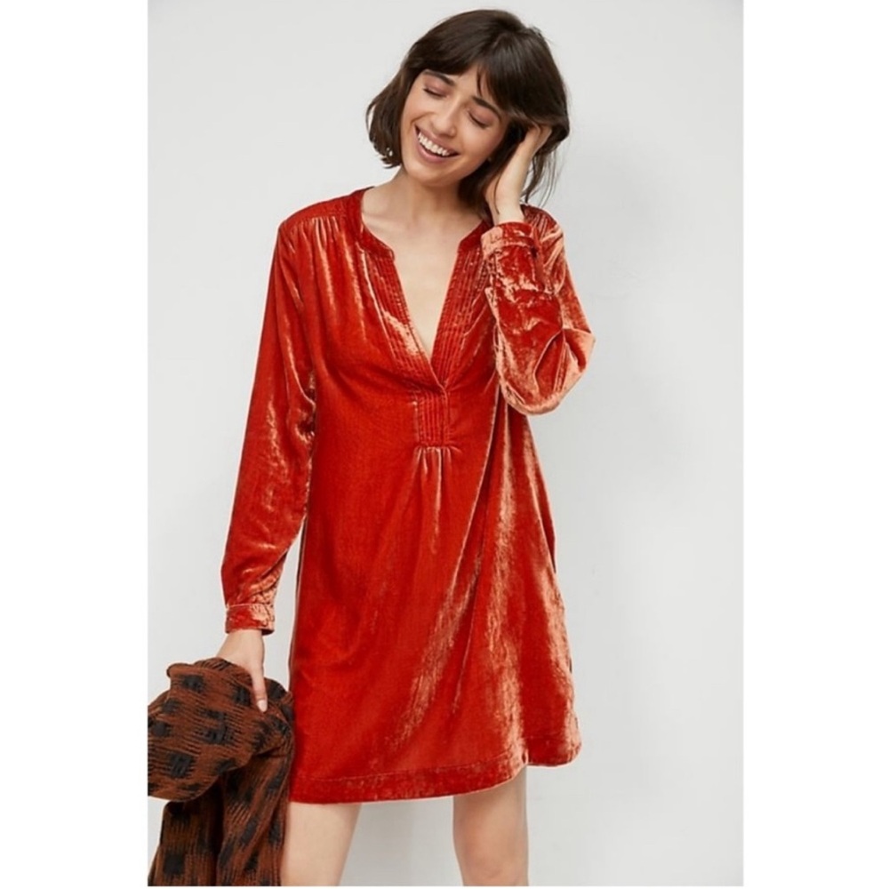 Anthropologie Melody Velvet Long Sleeve Dress Size Small